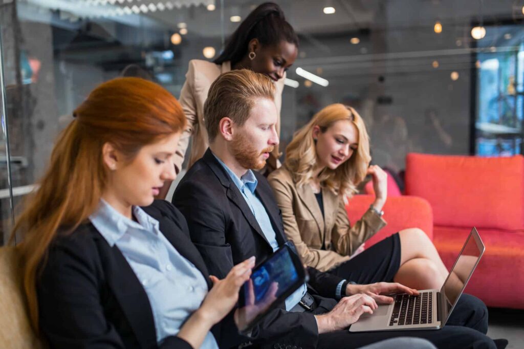 Business People Conversation Technology At Hand