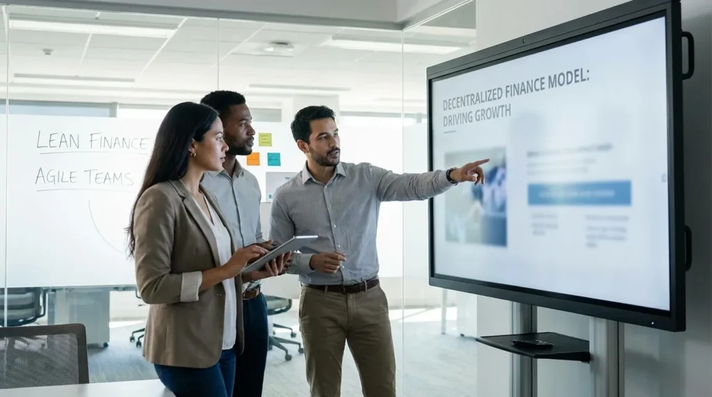 Professional team implementing a lean finance model through finance and accounting outsourcing services.