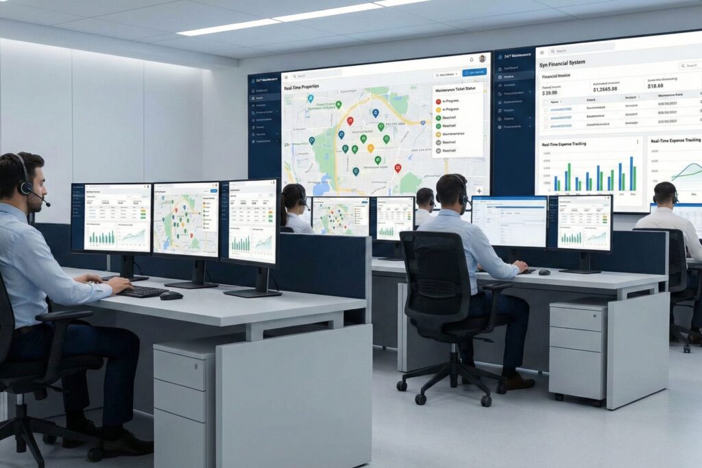 iRapidO 24/7 remote maintenance command center and property accounting team.