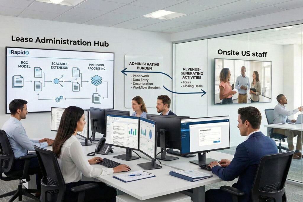 Modern Lease Administration Hub using iRapidO RCC model for efficient property management.