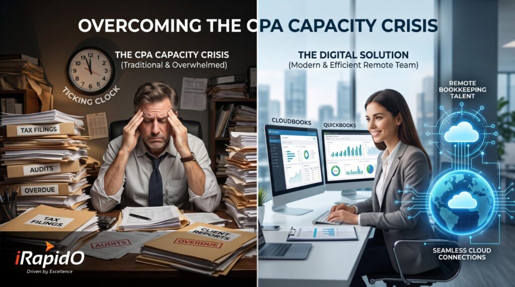 Professional financial analyst working on cloud accounting software representing offshore bookkeeping capabilities.